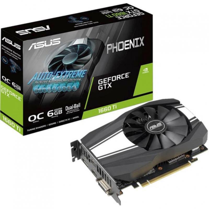 Видеокарта Asus PCI-E PH-GTX1660TI-6G nVidia GeForce GTX 1660TI 6144Mb 192bit GDDR6 1500/12002 DVIx1/HDMIx2/DPx1/HDCP Ret