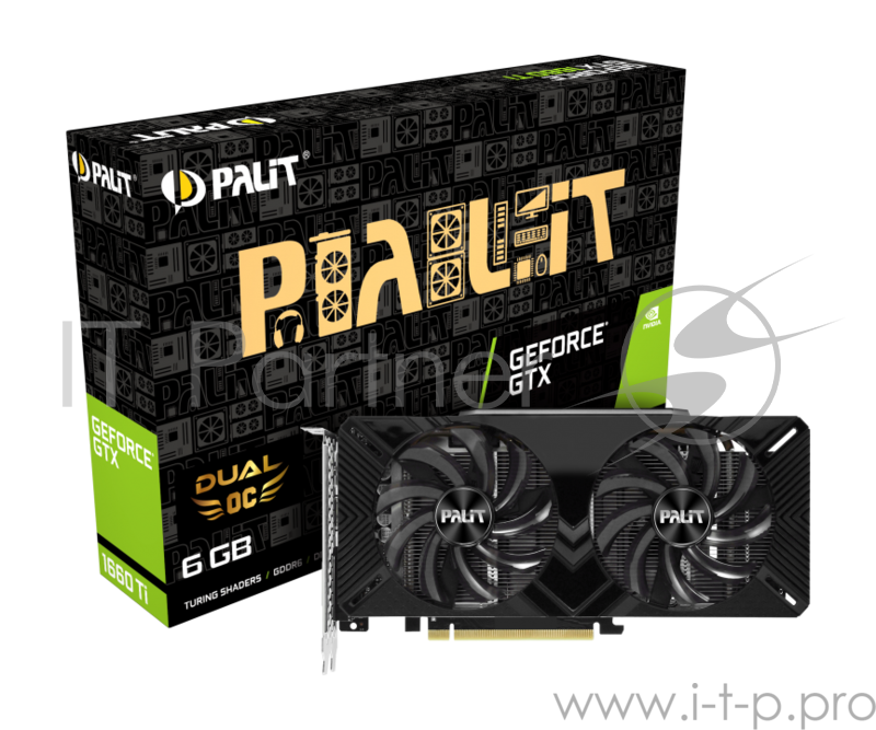 Видеокарта Palit PCI-E PA-GTX1660Ti DUAL OC 6G nVidia GeForce GTX 1660TI 6144Mb 192bit GDDR6 1500/12000 DVIx1/HDMIx1/DPx1/HDCP Ret