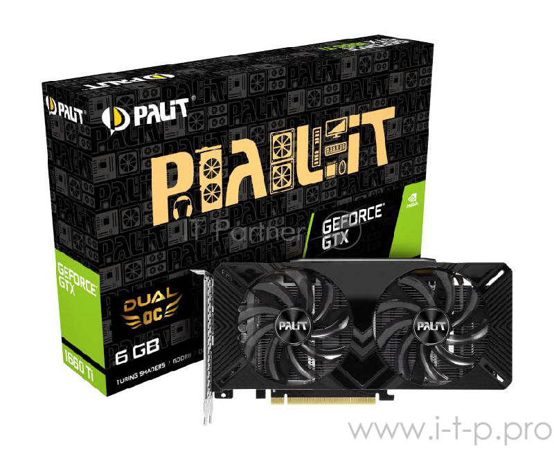 Видеокарта Palit PCI-E PA-GTX1660Ti DUAL OC 6G nVidia GeForce GTX 1660TI 6144Mb 192bit GDDR6 1500/12000 DVIx1/HDMIx1/DPx1/HDCP Ret