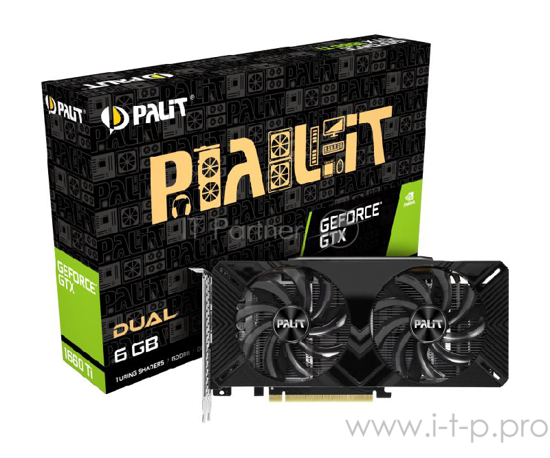 Видеокарта Palit PCI-E PA-GTX1660Ti DUAL 6G nVidia GeForce GTX 1660TI 6144Mb 192bit GDDR6 1500/12000 DVIx1/HDMIx1/DPx1/HDCP Ret