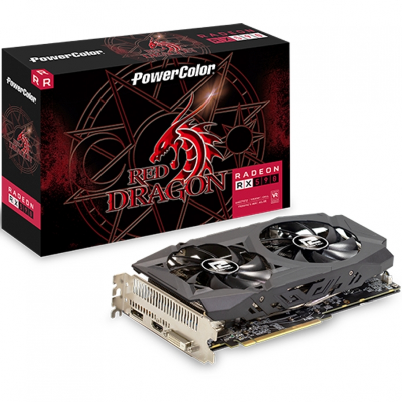 Видеокарта PowerColor PCI-E AXRX 590 8GBD5-DHD AMD Radeon RX 590 8192Mb 256bit GDDR5 1545/8000 DVIx1/HDMIx1/DPx1/HDCP Ret