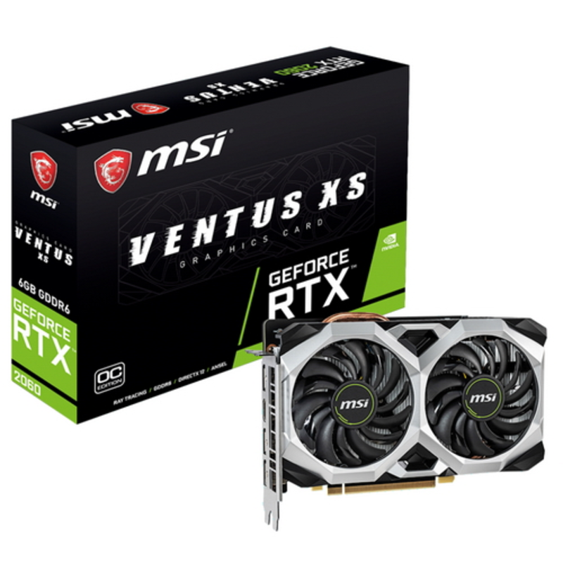 Видеокарта GeForce RTX 2060 VENTUS XS 6G OC PCI-Ex16 3.0, 6GB, GDDR6, 192bit, DisplayPort x 3 (v1.4) / HDMI 2.0b x 1 RTL