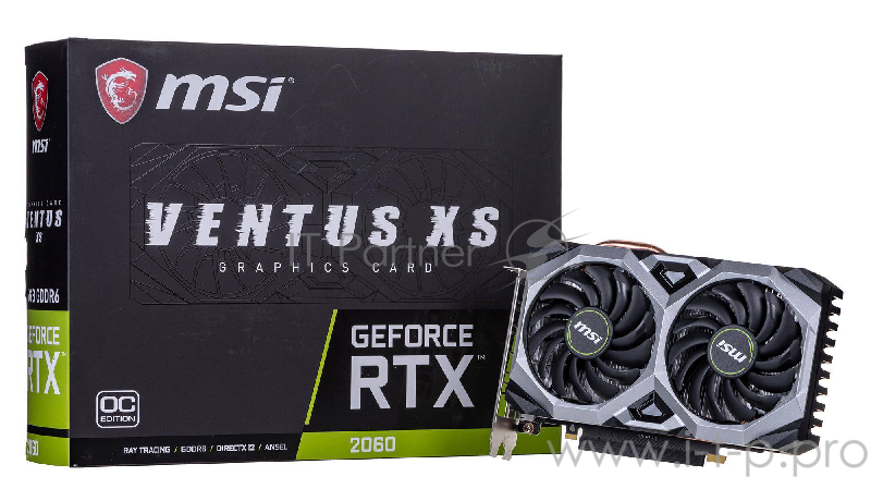 Видеокарта GeForce RTX 2060 VENTUS XS 6G OC PCI-Ex16 3.0, 6GB, GDDR6, 192bit, DisplayPort x 3 (v1.4) / HDMI 2.0b x 1 RTL