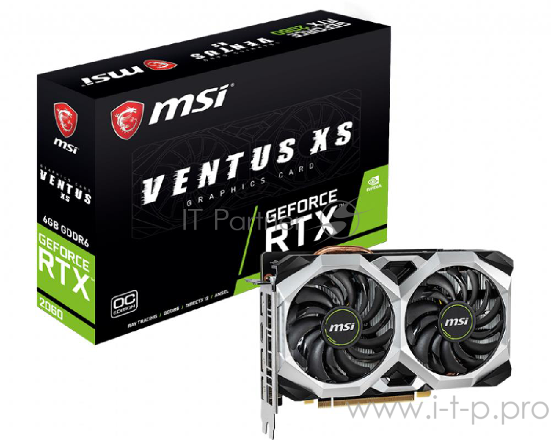 Видеокарта GeForce RTX 2060 VENTUS XS 6G OC PCI-Ex16 3.0, 6GB, GDDR6, 192bit, DisplayPort x 3 (v1.4) / HDMI 2.0b x 1 RTL