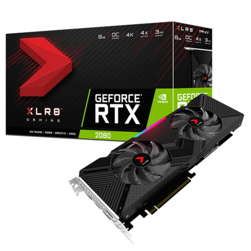 Видеокарта GeForce® RTX 2080 XLR8 OC TWIN FAN 8GB GDDR6 3 x DisplayPort USB-C HDMI Nvidia 2-way SLI ready PCI Express 3.0 x16