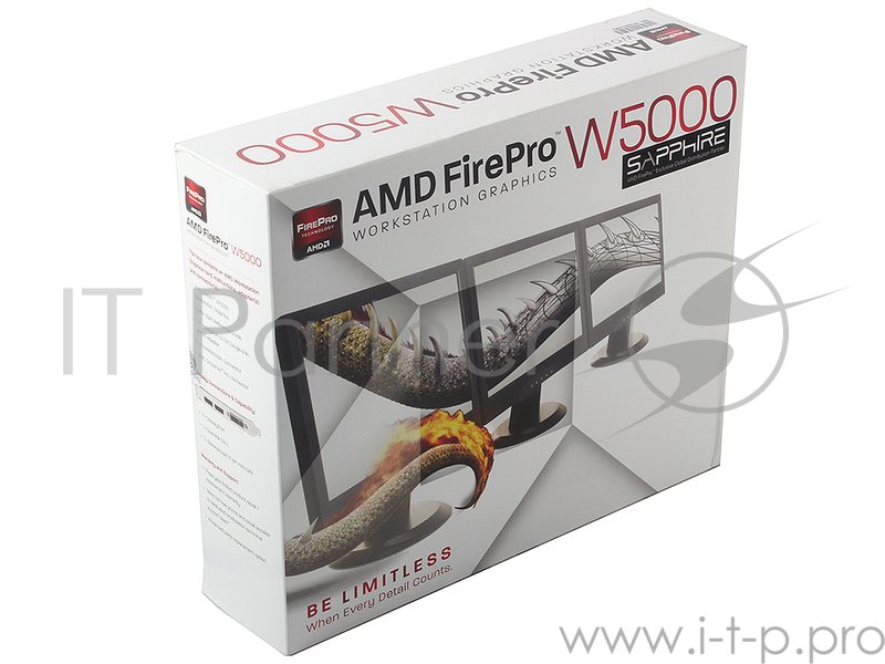 Видеокарта Sapphire AMD FirePro W5000 , 2Gb 2xDP, PCI-E, DVI, Retail (PN: 31004-32-40R(A)/100-505635)