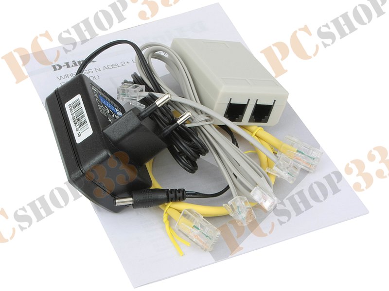 Модем DSL D-Link DSL-2750U/RA/U3A Annex A/L/M ADSL2/2+ + маршрутизатор 4 порта 100Мбит/сек. + точка доступа WiFi 300Мбит/сек. (LAN, WiFi)