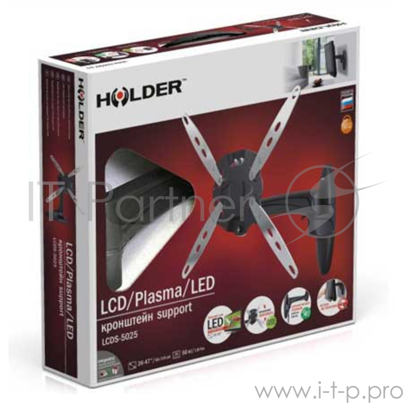 Кронштейн для телевизора Holder LCDS-5025 черный глянец 26