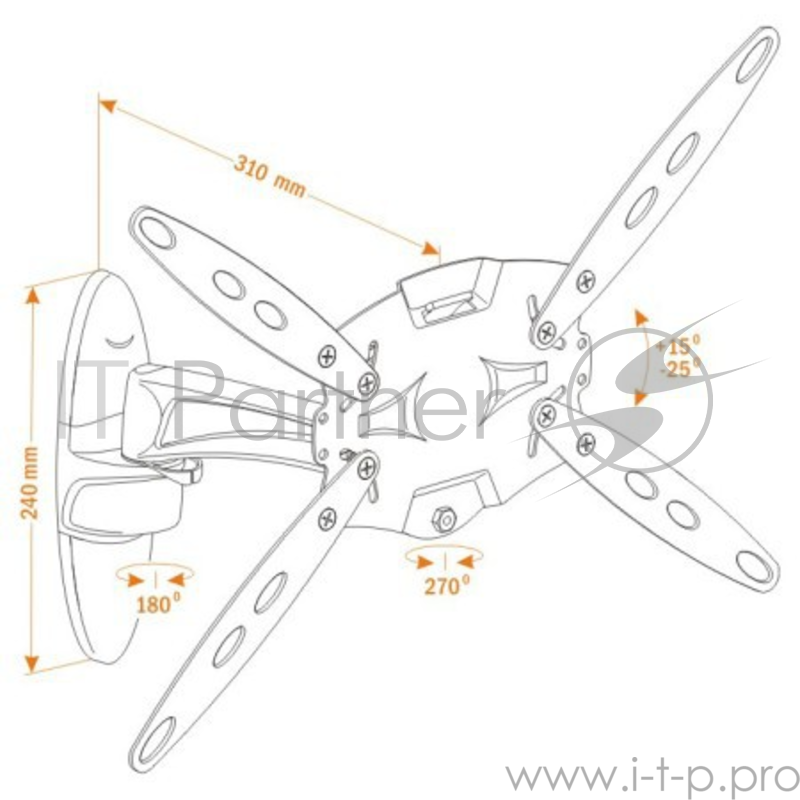 Кронштейн для телевизора Holder LCDS-5025 черный глянец 26