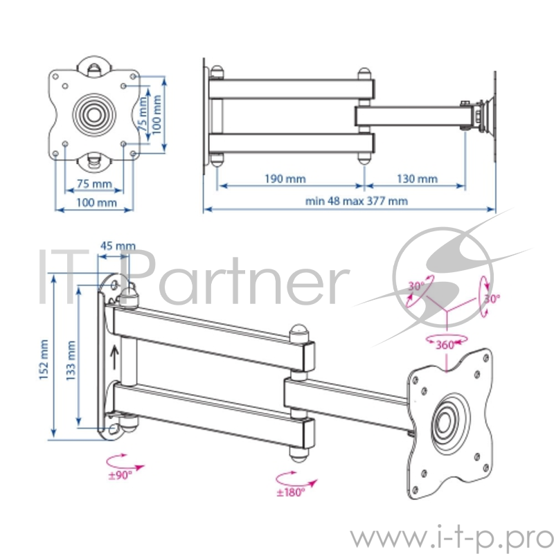Кронштейн для телевизора Kromax DIX-15 белый 15