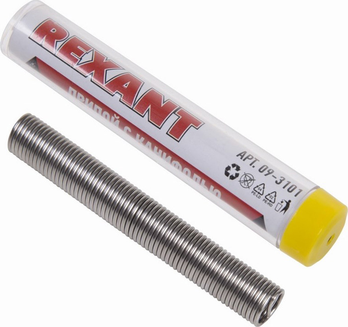 Rexant 09-3101 Припой с канифолью 10 гр.d=1.0 мм (Sn60 Pb40 Flux 2.2%)