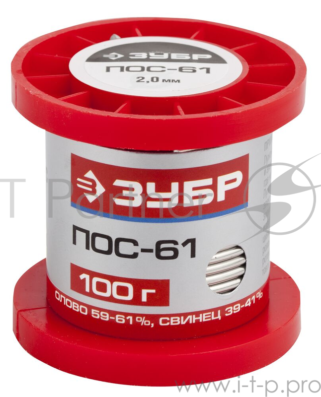 Припой ЗУБР 55450-100-20 ПОС 61 проволока 100г 2мм