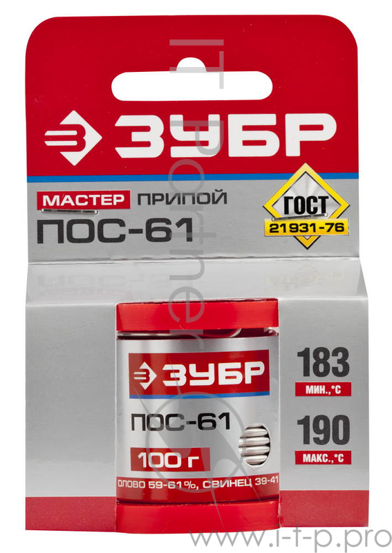 Припой ЗУБР 55450-100-20 ПОС 61 проволока 100г 2мм