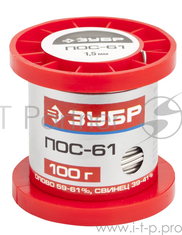 Припой ЗУБР 55450-100-15 ПОС 61 проволока 100г 1.5мм