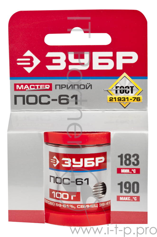 Припой ЗУБР 55450-100-15 ПОС 61 проволока 100г 1.5мм
