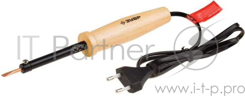 Паяльник ЗУБР 55405-60 электро ''мастер'' с дер.рук. и долговечным жалом форма клин 60Вт