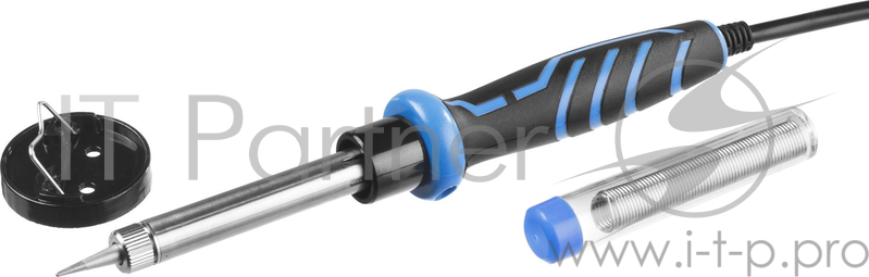 Паяльник ЗУБР 55402-60_z01 двухкомп. рук. и защитным колпачком в наборе с припоем и подставкой 60В