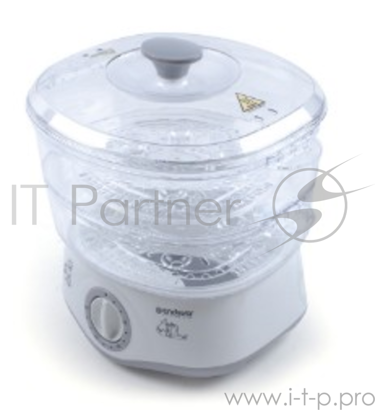 Пароварка Endever Vita-160, белый/серый, мощность 800 Вт, объем 4 л, два уровня готовки, индикатор питания, таймер с отключением до 60 минут