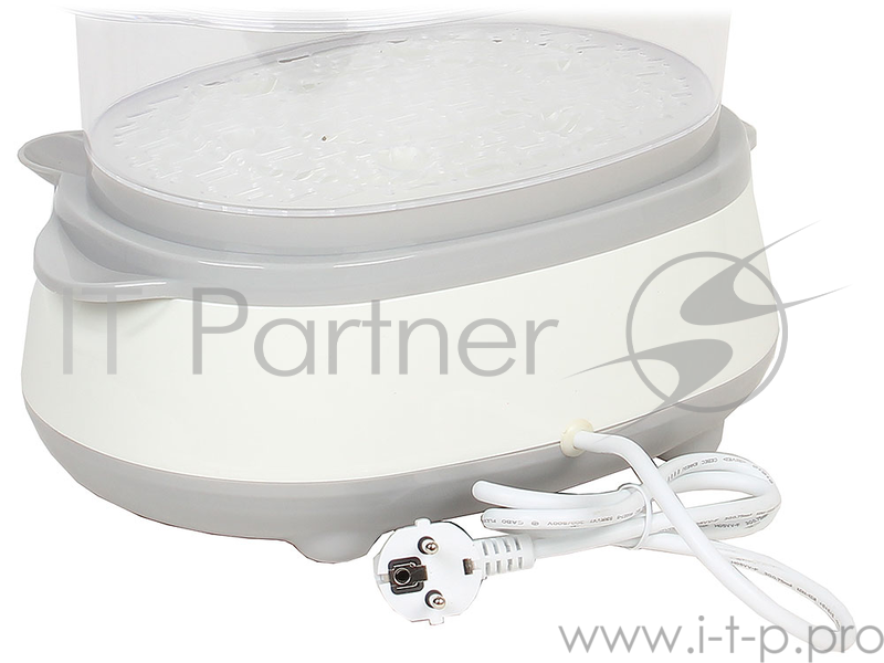 Пароварка Endever Vita-170, белый/серый, мощность 1000 Вт, объем 11 л, три уровня готовки, индикатор питания, контроль уровня воды, таймер с отключени