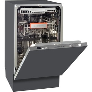 Встраиваемая посудомоечная машина Kuppersberg Узкая, ширина Узкая, 45 см, 11 комплектов, электронное управление, цифровой дисплей, отсрочка старта 1-24, 6 программ, третья корзина для столовых приборов,