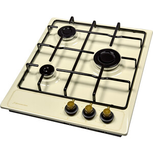 Встраиваемые газовые панели 45 см, газовая, 3 конфорки, независимая, автоподжиг, газ-контроль, кольцо для посуды WOK, жиклёры для баллонного газа, бежевая, рустик