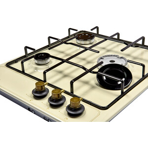 Встраиваемые газовые панели 45 см, газовая, 3 конфорки, независимая, автоподжиг, газ-контроль, кольцо для посуды WOK, жиклёры для баллонного газа, бежевая, рустик