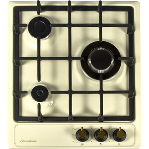 Встраиваемые газовые панели 45 см, газовая, 3 конфорки, независимая, автоподжиг, газ-контроль, кольцо для посуды WOK, чугунные решетки, жиклёры для баллонного газа, бежевая, рустик