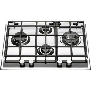 Встраиваемые газовые панели HOTPOINT-ARISTON 4.1x59x51 см, Газ на металле, 4 конфорки, зона с двойным кольцом пламени с раздельным управлением, газ-контроль, автоподжиг, чугунные решетки, цвет: нерж. сталь