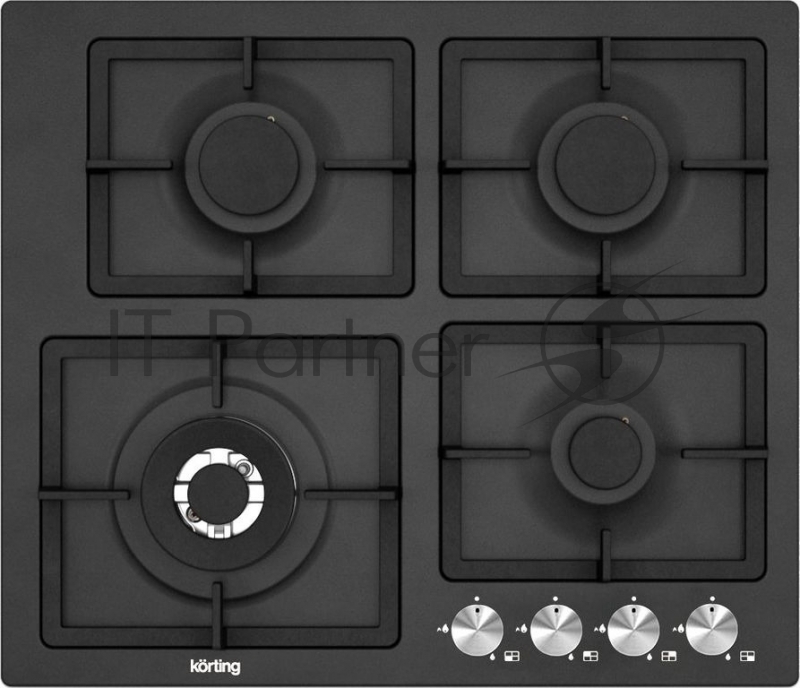 Встраиваемые газовые панели Korting Crystal, 60x51 см, Газовая варочная панель 60 см, 4 высокоэффективные конфорки, WOK- сверхмощная конфорка с тройным рядом пламени, автоматический электроподжиг, газ-контроль каждой конфорки, передние металлические