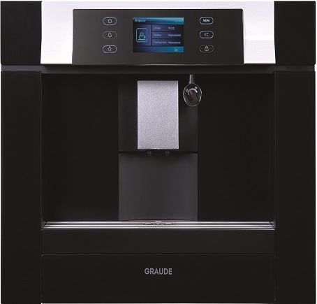 Встраиваемые кофемашины Graude KV 45.0 SG / 594 х 455 х 486 мм,Сенсорное управление Logic Control, (капучинатор/силиконовый патрубок), Телескопические направляющие с автоматической блокировкой,Съемный резервуар для воды: 1,8 л,Регу