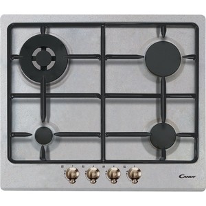 Встраиваемая газовая панель CANDY Газовая варочная поверхность 60 см. Дизайн: Классика. Цвет: Песок. Газ-контроль. Автоматический электроподжиг. 4 конфорки: двойная корона 4 кВт (Wok), быстрая, полубыстрая и вспомогательная. 2 эмалированные решетки F