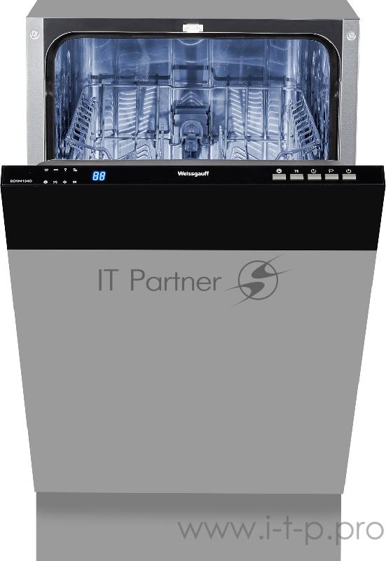 Встраиваемые посудомоечная машина Weissgauff BDW 4134D, ширина 45 см, 81.5x44.8x55 см, 10 комплектов, 4 программы:Быстрая, Экономичная, Стекло, Авто, электронное управление, LED индикация и дисплей, 1/2 загрузка, внутренняя подсветка, Индикация налич