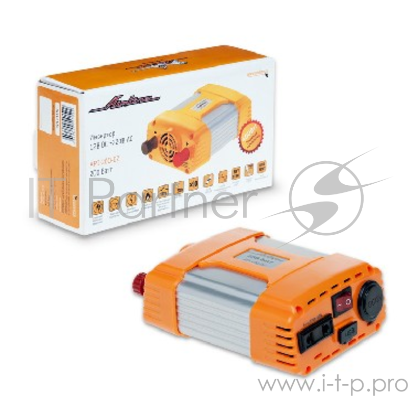 Инвертор AIRLINE API-200-02 Инвертор 12В-220В, 200 Вт (16762)(AIRLINE API-200-02 Инвертор 12В-220В, 200 Вт (16762))