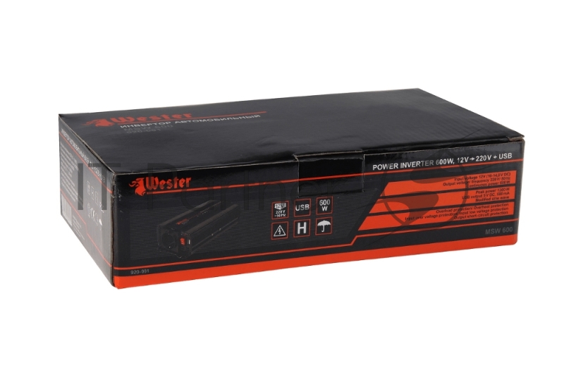 Преобразователь инверторный а/м WESTER MSW600 12-220В+USB 600Вт модифицированная синусоида