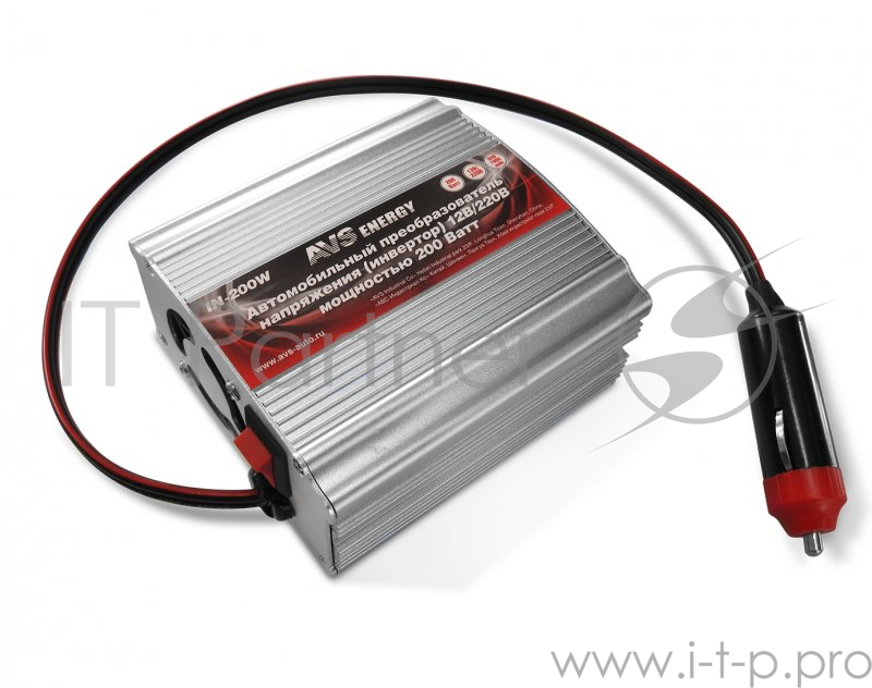 Инвертор AVS IN-200W автомобильный 12/220V 200Вт 50-60Гц 8,2х8,9x4,7см