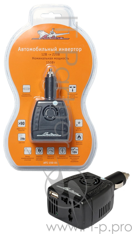Инвертор AIRLINE API-150-01 12В-220В, 150Вт