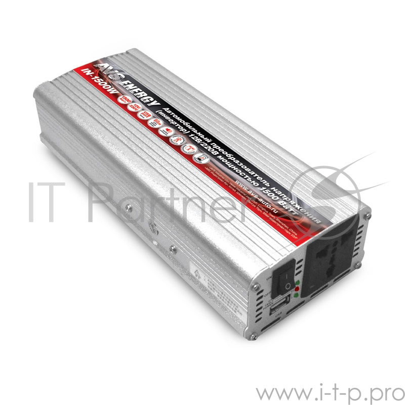 Инвертор AVS 24/220V IN-1500W-24 2600Вт защита от перегрева Арт. 80325