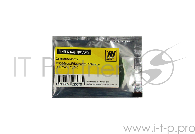 Чип Hi-Black к картриджу Kyocera ECOSYS M5526cdw/P5026cdw/P5026cdn (TK-5240), Y, 3K