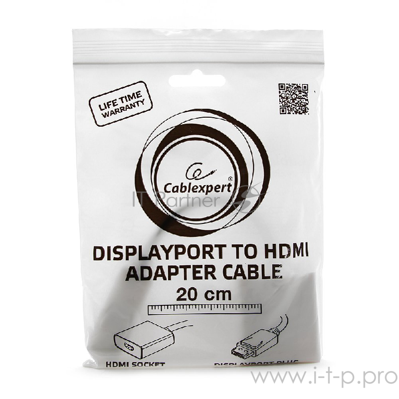 Кабель-переходник DisplayPort<->HDMI(F) Gembird Cablexpert A-DPM-HDMIF-002-W (0.2м)