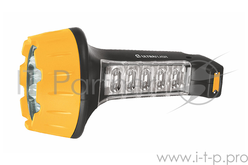 Фонарь ULTRAFLASH LED3819 15+10 LED 2 режима черн/желт.аккумуляторный