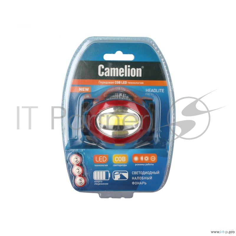 фонарь налобный Camelion LED5382 ( черн., COB, 4 реж, 3XLR03 в компл, пласт, откр. блист)