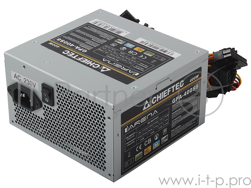 Блок питания Chieftec 400W OEM GPA-400S8 {ATX-12V V.2.3 PSU with 12 cm fan, Active PFC, ficiency >80% 230V only}