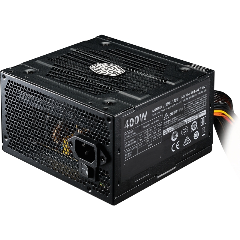 Блок питания 400 Ватт Power Supply Cooler Master Elite V3 400, 400W, ATX, 120mm, 3xSATA, 1xPCI-E(6+2), APFC