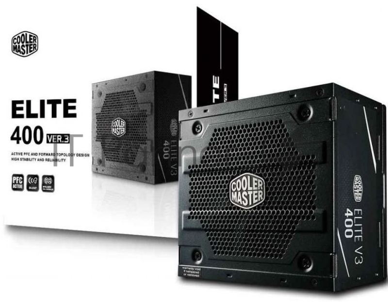 Блок питания 400 Ватт Power Supply Cooler Master Elite V3 400, 400W, ATX, 120mm, 3xSATA, 1xPCI-E(6+2), APFC