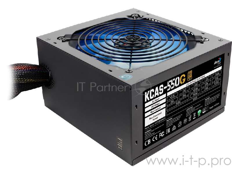 Блок питания Aerocool KCAS-550G RGB (ATX 2.4, 550W, Active PFC, 120mm fan, 80 PLUS GOLD) Box