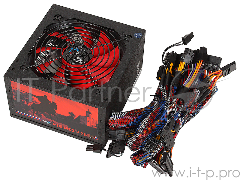 Блок питания Aerocool 775W Retail HERO 775 , ATX v2.3, 80+ Bronze, 12cm red LED fan, Haswell Ready, A.PFC, 4x PCI-E (6+2-Pin), 6x SATA, 4x MOLEX