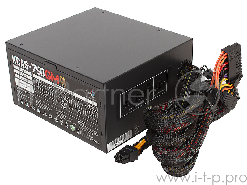 Блок питания Aerocool KCAS-750GM RGB (ATX 2.3, 750W, Active PFC, 140mm fan, Cable Management, 80 PLUS GOLD) Box