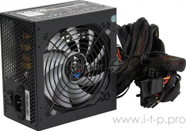 Блок питания Aerocool ATX 750W KCAS-750G 80+ gold (24+4+4pin) APFC 120mm fan color LED 7xSATA RTL