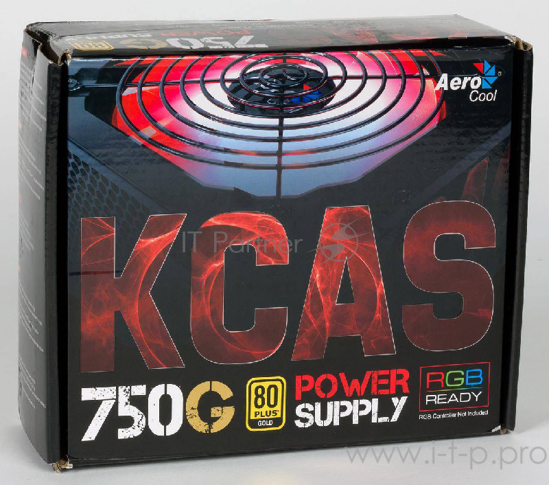 Блок питания Aerocool ATX 750W KCAS-750G 80+ gold (24+4+4pin) APFC 120mm fan color LED 7xSATA RTL