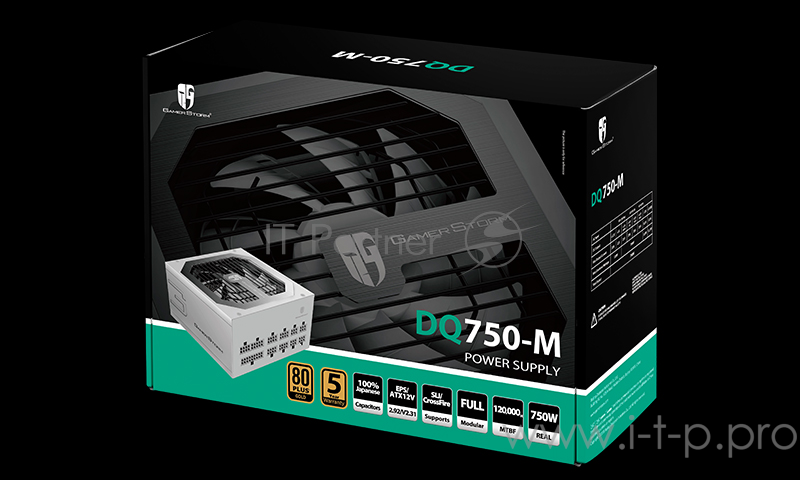 Блок питания Deepcool Quanta DQ750-M (ATX 2.31, 750W, Cable Management, PWM 120mm fan, Active PFC, 5*SATA, 4*PCI-E (6+2Pin), 4*Molex, 80+ GOLD) RET